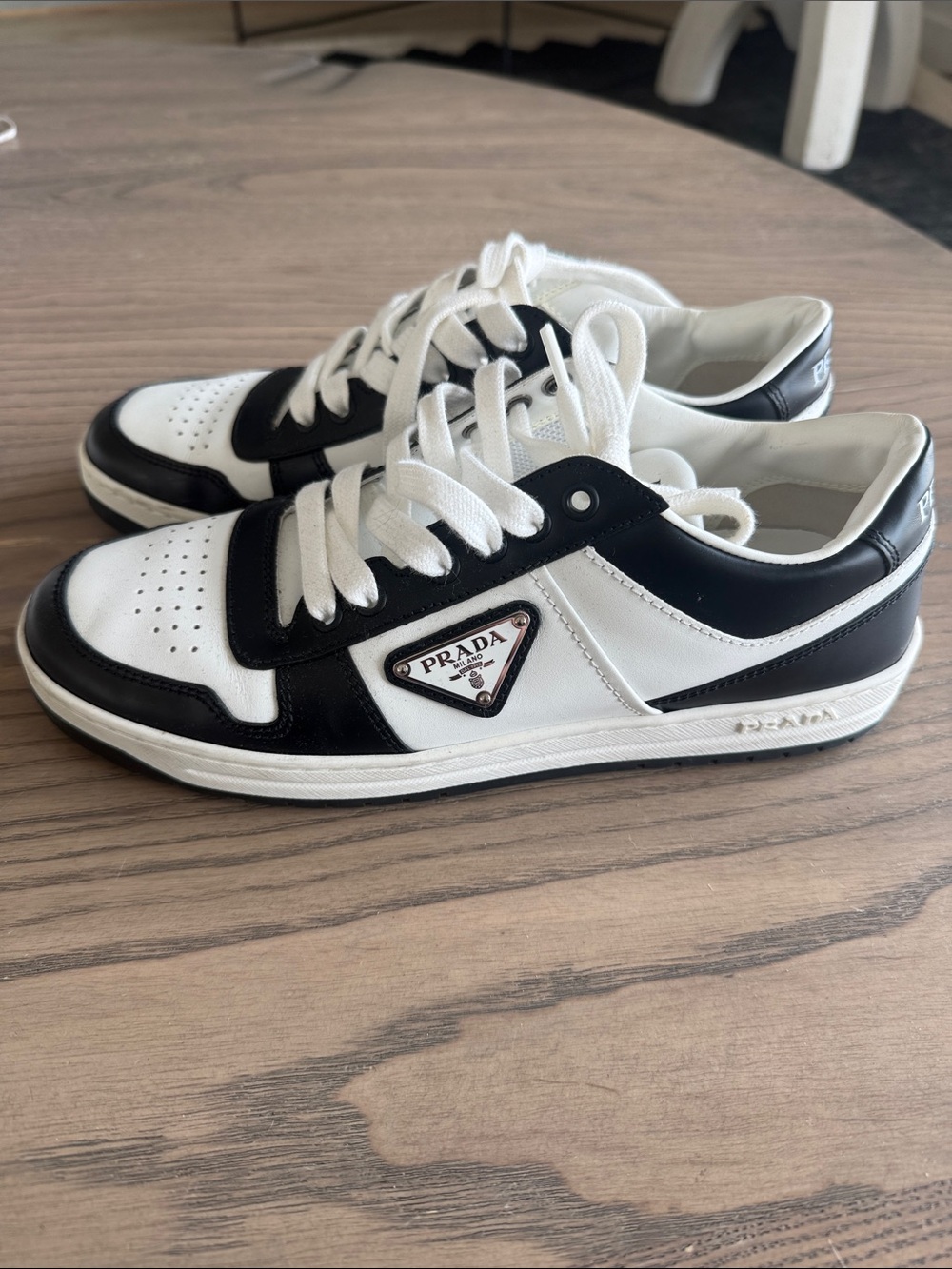 Prada Black & White Leather Sneakers
